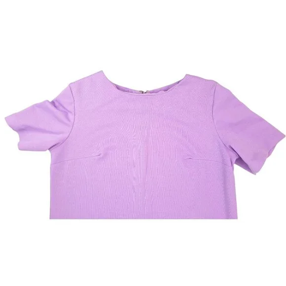 Vintage Handmade Lavender Shift Dress Butterfly 1970s Polyester Size Large Lace - Picture 6 of 12